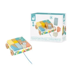 Chariot De Cubes En Bois à Promener JANOD Pure -Made 4 Baby Boutique chariot de cubes a promener pure 3
