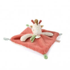 Doudou Girafe 25 Cm Couleurs Savane DOUDOU ET COMPAGNIE Beige Et Rouge