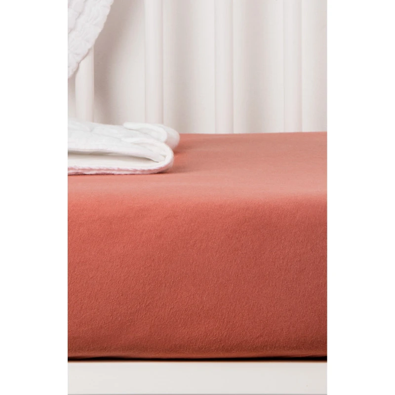 Drap-housse 70x140 En Coton Bio KADOLIS Terracotta 4 Drap-housse 70x140 En Coton Bio KADOLIS Terracotta – Image 2