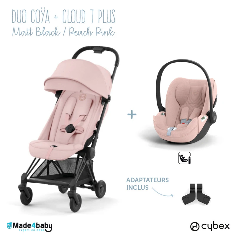 Duo Poussette Coya + Siège Cloud T CYBEX Matt Black/Peach Pink 3 Duo Poussette Coya + Siège Cloud T CYBEX Matt Black/Peach Pink