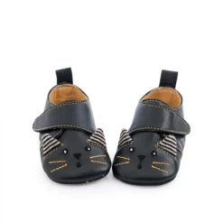 Chaussons En Cuir Chat Noir 0/6m MOULIN ROTY Les Moustaches -Made 4 Baby Boutique lmo chaussons cuir chat noir 1