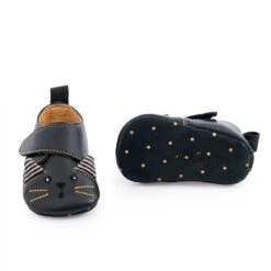 Chaussons En Cuir Chat Noir 0/6m MOULIN ROTY Les Moustaches -Made 4 Baby Boutique lmo chaussons cuir chat noir 3