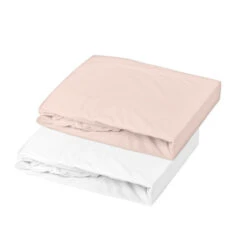 Lot De 2 Drap-housse 70x140 Jersey DOMIVA Blanc/Nude