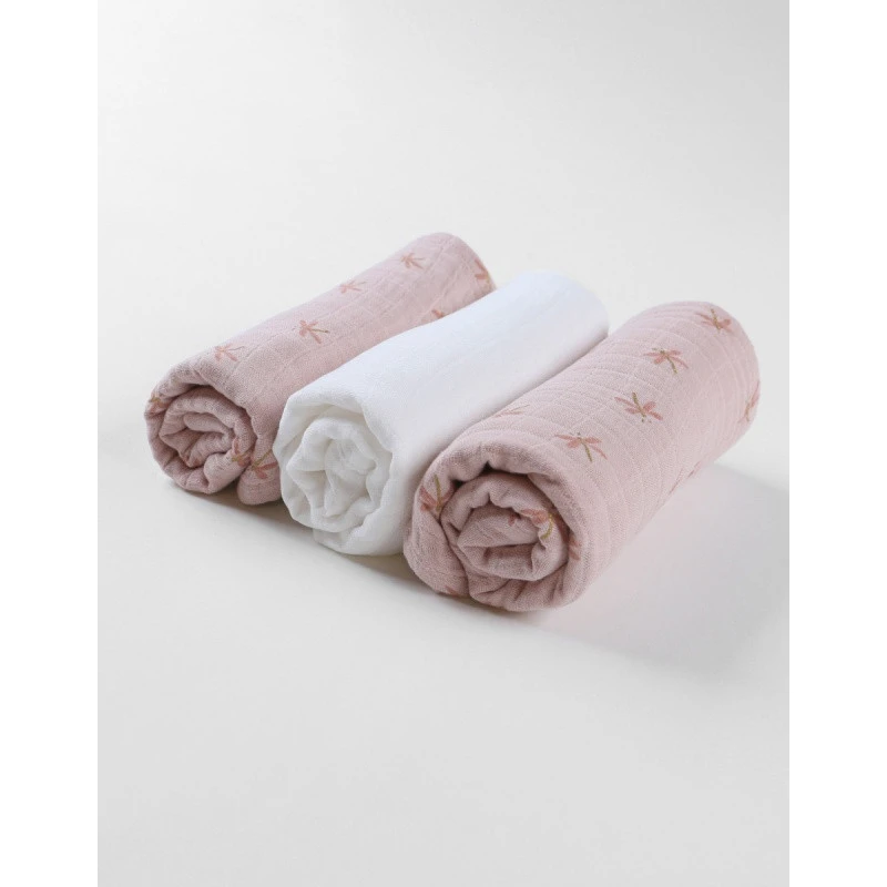 Lot De 3 Langes 70x70cm Mousseline NOUKIE'S Popsie, Gigi & Louli 3 Lot De 3 Langes 70x70cm Mousseline NOUKIE'S Popsie, Gigi & Louli