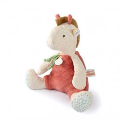 Peluche-pantin Girafe 30 Cm Couleurs Savane DOUDOU ET COMPAGNIE Beige Et Rouge