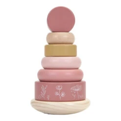 Pyramide Anneaux En Bois LITTLE DUTCH Wild Flowers Rose -Made 4 Baby Boutique pyramide anneaux en bois little dutch wild flowers rose 2