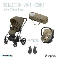 Trio Poussette Balios S Lux + Siège Aton 5 + Nacelle Cocoon S CYBEX Silver/Classic Beige