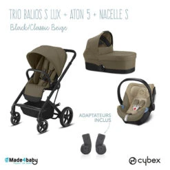 Trio Poussette Balios S Lux + Siège Aton 5 + Nacelle Cot S CYBEX Black/Classic Beige