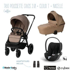 Trio Poussette Crios 3.0 + Nacelle PERICLES Coffee + Cloud T I-Size CYBEX