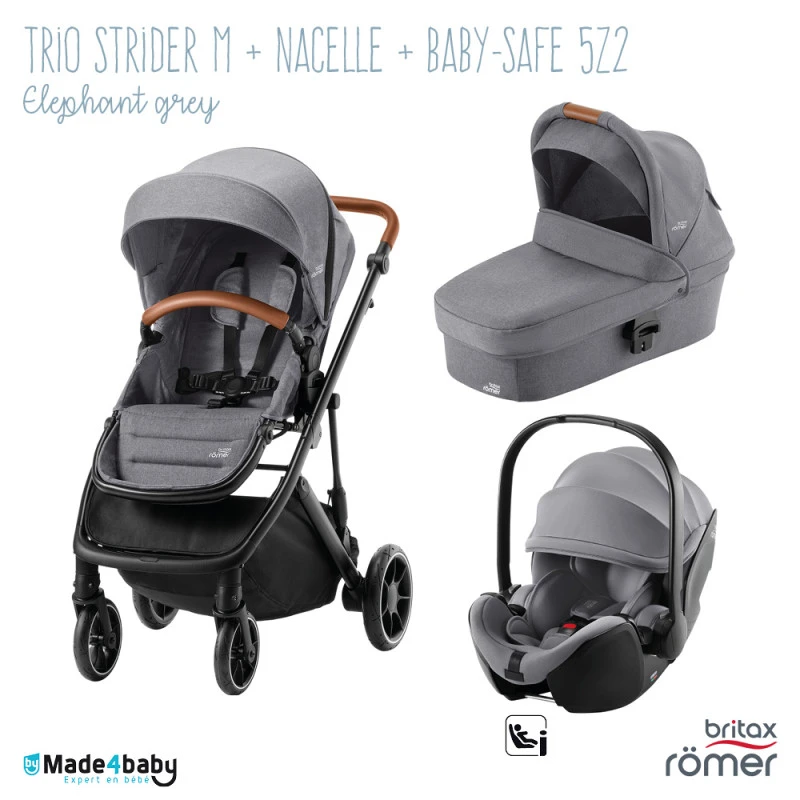 Trio Poussette, Nacelle Strider M + Siège Baby-Safe 5Z2 BRITAX Elephant Grey/Frost Grey 3 Trio Poussette, Nacelle Strider M + Siège Baby-Safe 5Z2 BRITAX Elephant Grey/Frost Grey