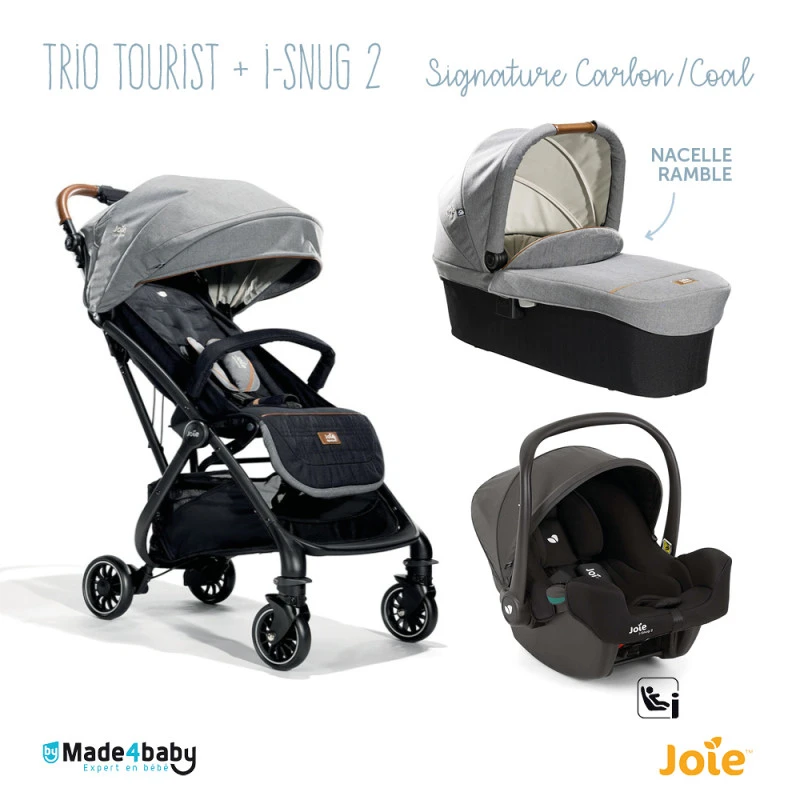 Trio Poussette Tourist + Nacelle Ramble + Siège I-Snug 2 JOIE Signature Carbon/Coal 3 Trio Poussette Tourist + Nacelle Ramble + Siège I-Snug 2 JOIE Signature Carbon/Coal